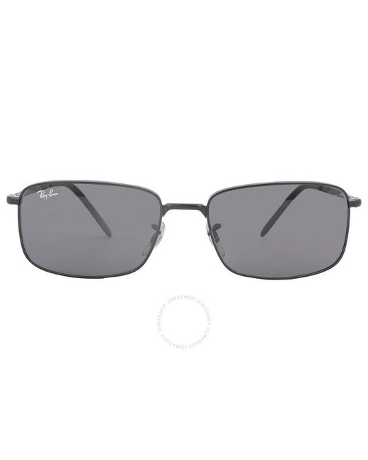 Ray-Ban Gray Dark Grey Classic Rectangular Sunglasses Rb3717 002/b1 57