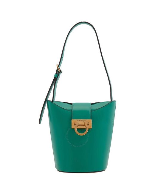 Ferragamo Green Trifolio Top Handle Bag