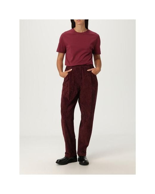 Brunello Cucinelli Red Burgundy Corduroy Trousers for men