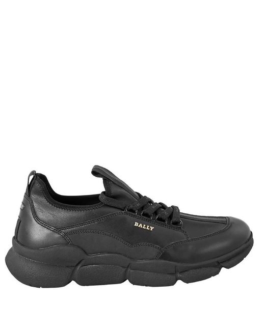 Bally Black Leather Lace-Up Trainers for men