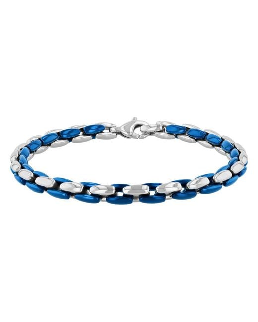 Robert Alton Blue Stainless Steel With & Finish Bracelet for men