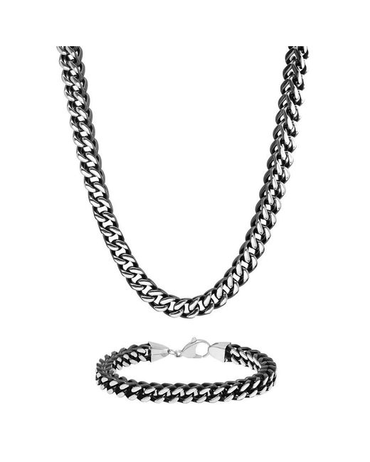 Robert Alton Metallic Two-Tone Franco Chain Necklace And Bracelet Jewelry Set for men