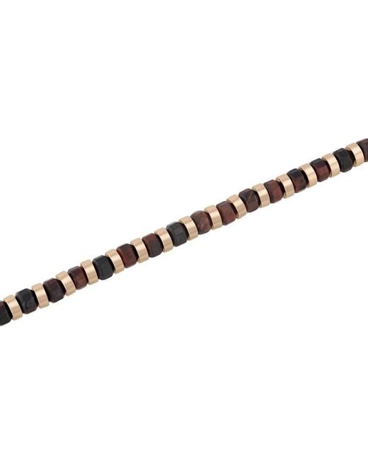 Robert Alton Brown Stainless Steel With Rose Finish Tigers Eye Bead Bracelet for men