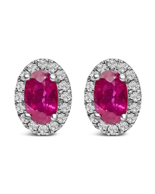 Haus of Brilliance Pink 10K 5X3 Mm Oval Ruby And Diamond Halo Stud Earrings (I-J Color, I1-I2 Clarity) for men
