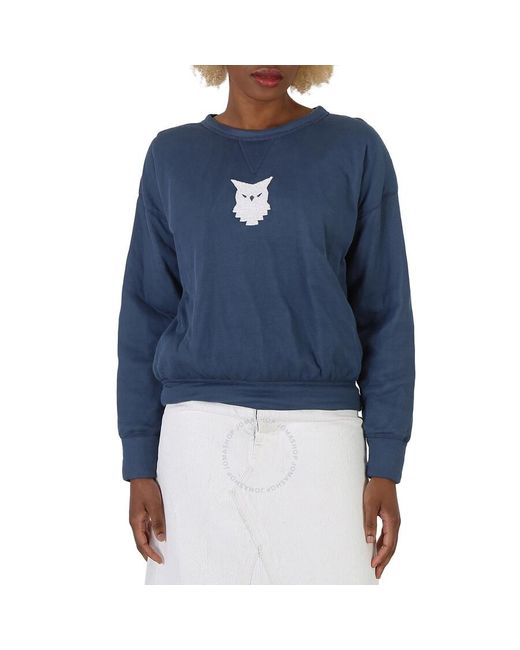 Maison Margiela Blue Indigo Owl Print Sweatshirt
