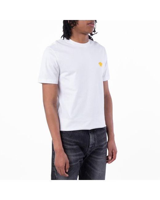 Versace White Medusa Embroidered Cotton T Shirt for men