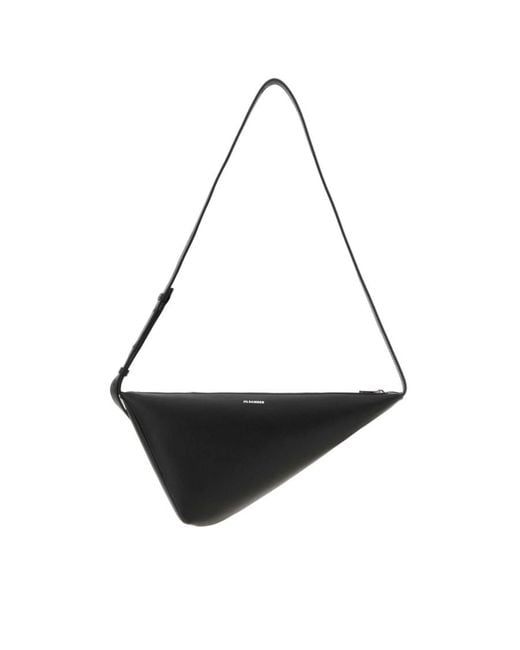Jil Sander Black Leather Triangle Crossbody Bag 001 Borse A Mano for men