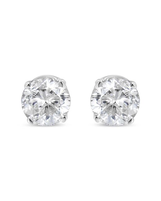 Haus of Brilliance Metallic Ags Certified 14k White Gold 1.0 Cttw 4-prong Set Brilliant Round-cut Solitaire Diamond Push Back Stud Earrings