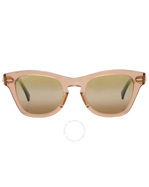 Ray-Ban Brown Gold Gradient Mirror Square Sunglasses Rb0707sm 6449g7 50