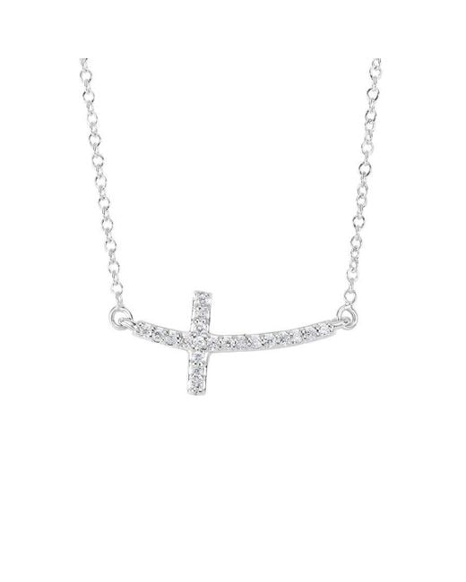 Tresorra Metallic 14K Diamond Side Cross Necklace