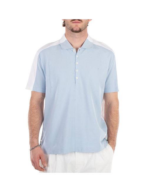 Thom Browne Blue Trompe Colorblock Trompe L'Oeil Short Sleeve Polo Shirt for men