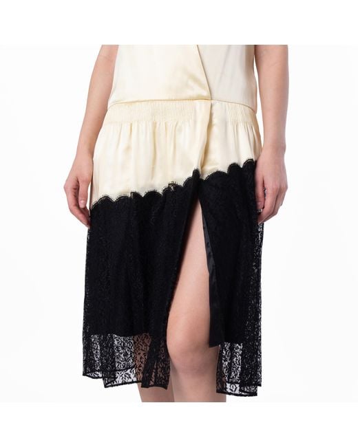 Burberry Black Ladies Cream Silk Satin And Lace Sleeveless Dress, Brand Size 2 (Us