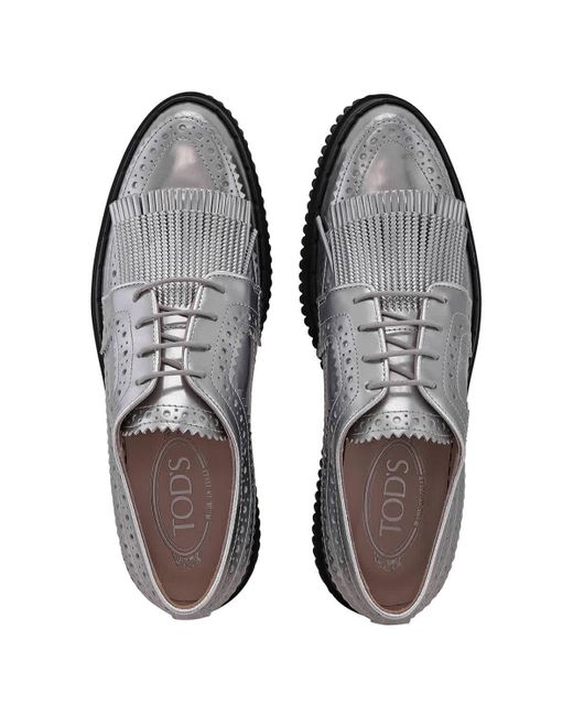 Tod's Blue Leather Lace-up Brogue Shoes