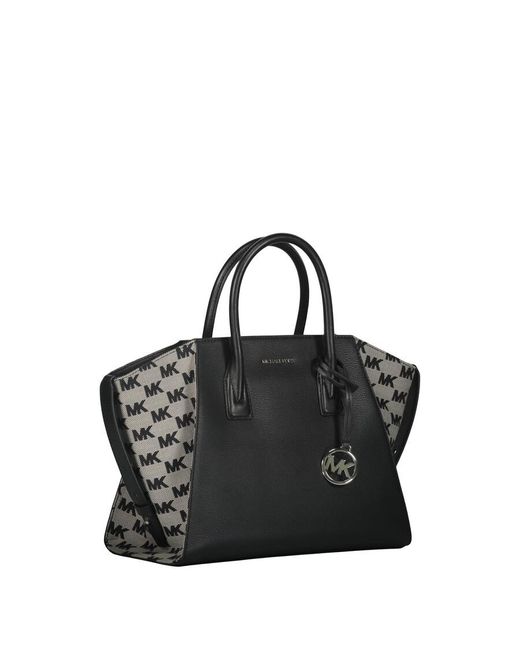 Michael Kors Black Leather And Fabric Bag