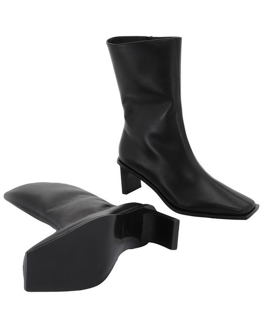 St. Agni Black Block Heel Leather Border Boots, Brand Size 36