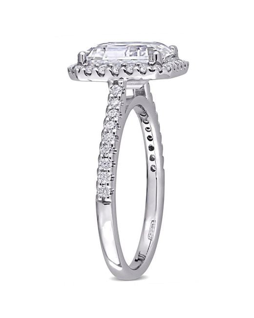 Amour Metallic 2 7/8 Ct Dew Emerald Created Moissanite Halo Engagement Ring for men