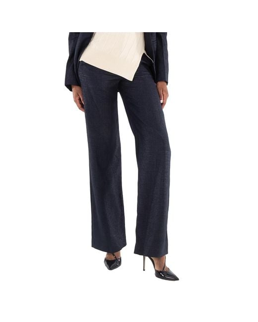 Stella McCartney Blue Ladies High-Waist Straight Trousers, Brand Size 36 (Us