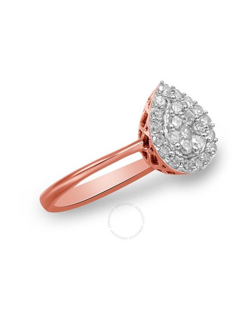 Haus of Brilliance White 10k Rose Gold 3/8 Cttw Round-cut Diamond Pear Promise Ring