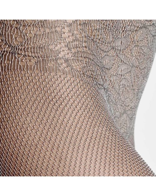 Wolford White Hayden Two-tone Net Tights
