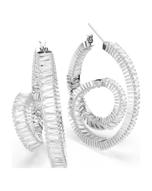Swarovski Metallic Matrix Baguette Cut Hoop Earrings