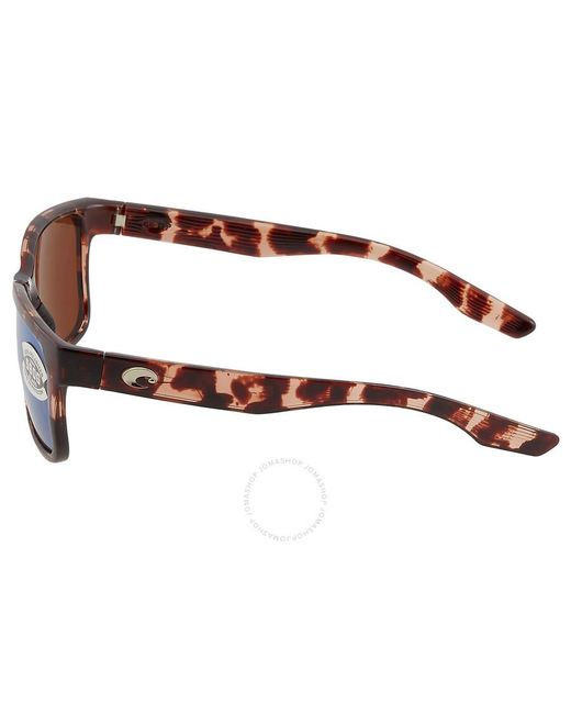 Costa Del Mar Brown Palmas Green Mirror Polarized Glass Square Sunglasses 6s9081 908104 57