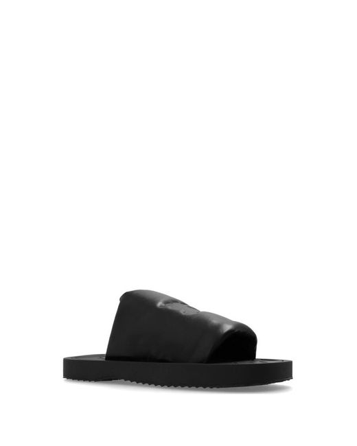 Burberry Black Knight Motif Ekd Slab Leather Slides, Brand Size 40 (Us for men