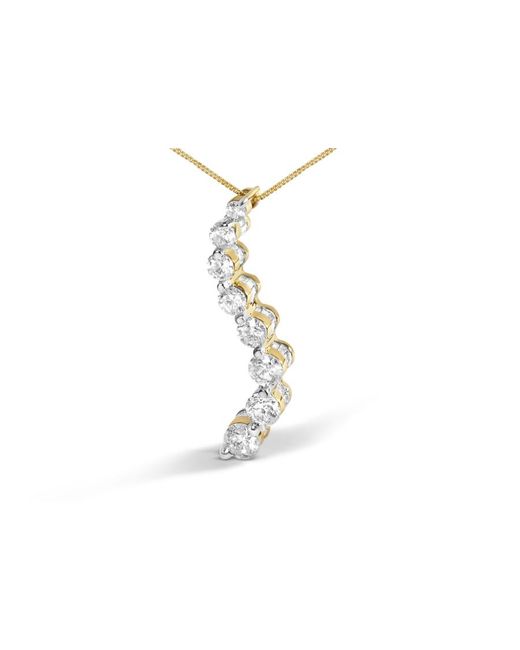 Haus of Brilliance Metallic Ags Certified 14K 3.0 Cttw Baguette And Brilliant Round-Cut Diamond Journey 18" Pendant Necklace (G-H Color, I1-I2 Clarity)
