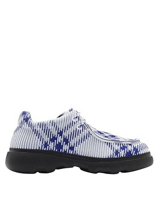Burberry Blue Creeper Ekd Check Print Derby Shoes, Brand Size 41 (Us for men