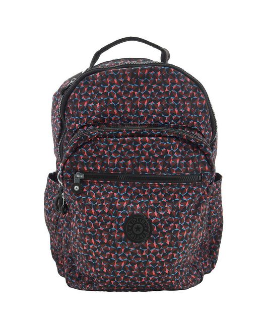 Kipling Blue Happy Squares Printed Backpack