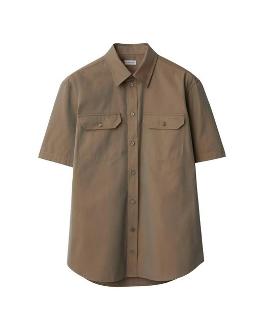 Burberry Brown Equestrian Knight Motif Cotton Poplin Shirt for men