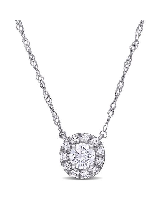Created Forever Metallic 3/8 Ct Tw Lab Created Diamond Halo Necklace