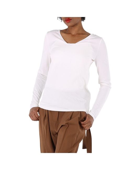 Wolford White Viscose V-neck Pullover