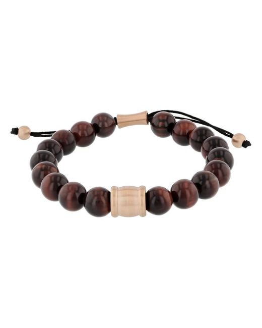 Robert Alton Brown Stainless Steel Tiger Eye Bead Bolo Bracelet for men