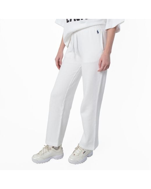 Polo Ralph Lauren White Drawstring Fleece Wide-Leg Sweatpants for men