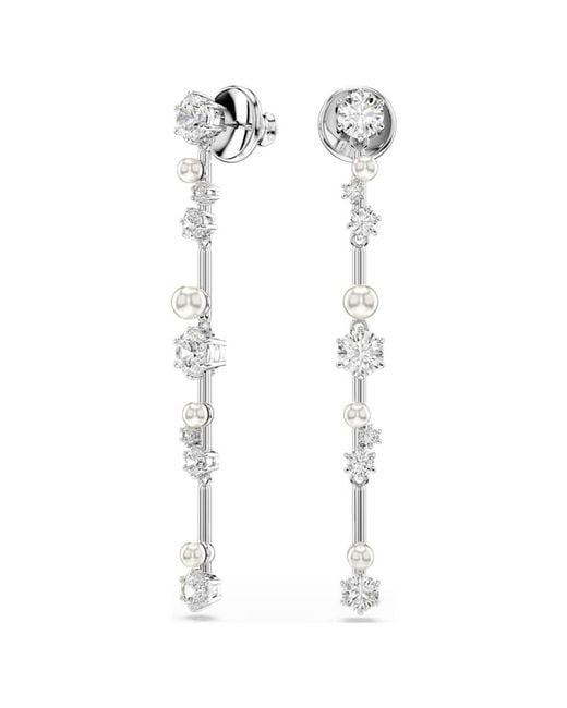Swarovski White Constella Crystal Pearl Drop Earrings
