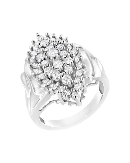 Haus of Brilliance White .925 Sterling Silver 1 Cttw Lab-grown Diamond Cluster Ring