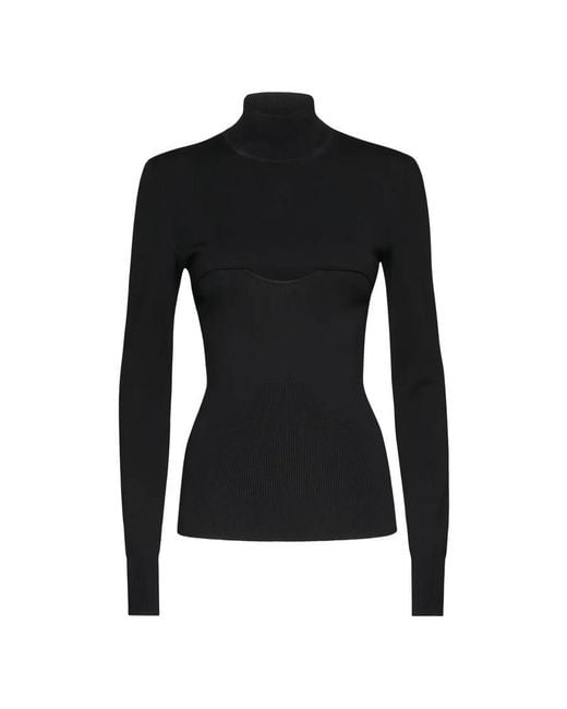 Ferragamo Black Long Sleeves Mock-Neck