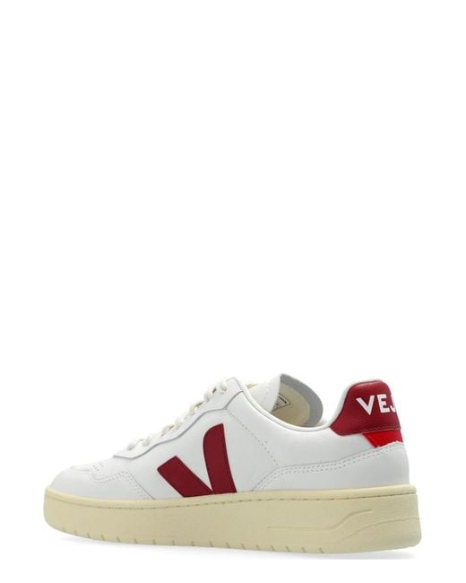 Veja White V-90 Leather Low-Top Sneakers for men