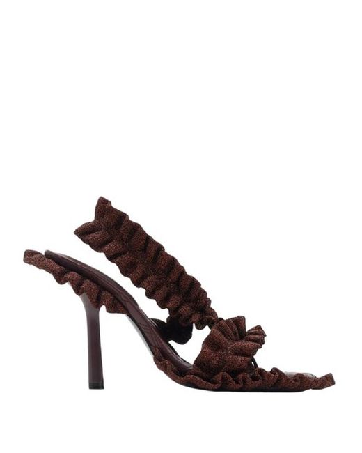 Burberry Brown Metallic Ruff Heeled Sandals, Brand Size 36 Us