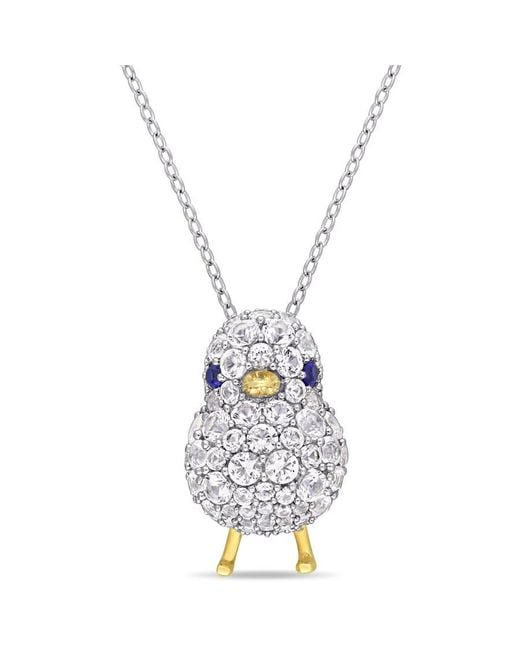 Amour White 2 3/4 Ct Tgw Created And Sapphire Chick Necklace for men