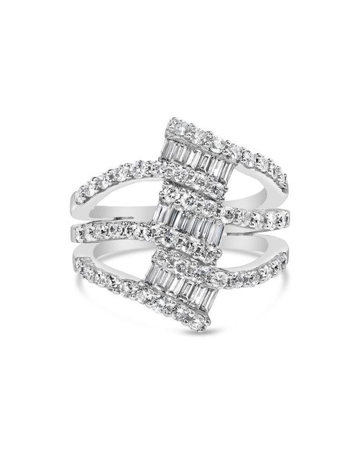 Haus of Brilliance Metallic 18K 1 3/4 Cttw Diamond Multi Crossover And Split Shank Cocktail Ring