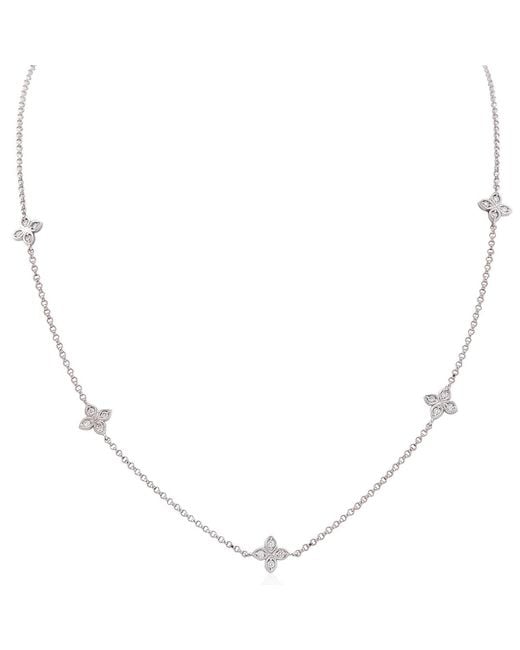 Roberto Coin Metallic 18K Love By The Inch 5 Station Flower Necklace