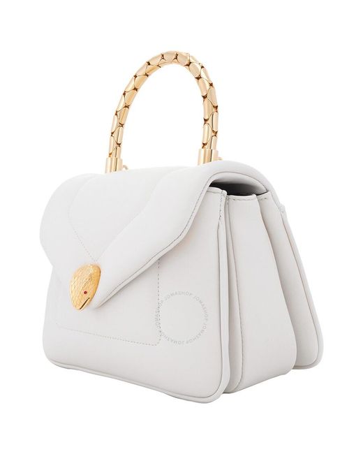 BVLGARI White Ladies Serpenti Ivory Reverse Top Handle Handbag