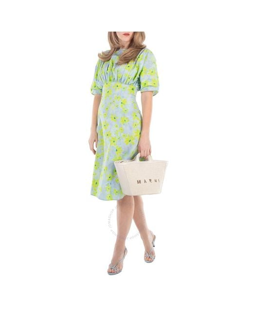 Marni White Tropicalia Logo Small Tote Bag