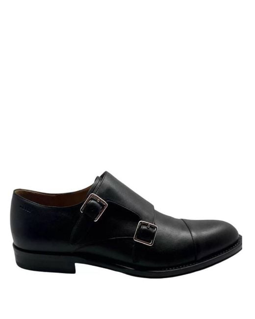 Bally Black Albert Leather Monk Strap Loafers, Brand Size 4.5 Us for men