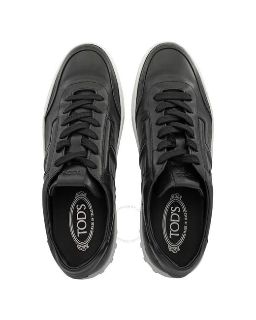 Tod's Black Leather Sport leggero T Logo Sneakers for men