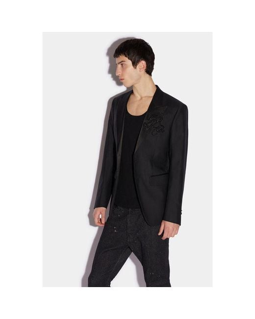 DSquared² Black Tailored Jacket With Embellishment for men