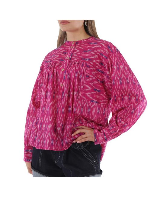 Isabel Marant Red Fuchsia Lally Long-sleeve Top