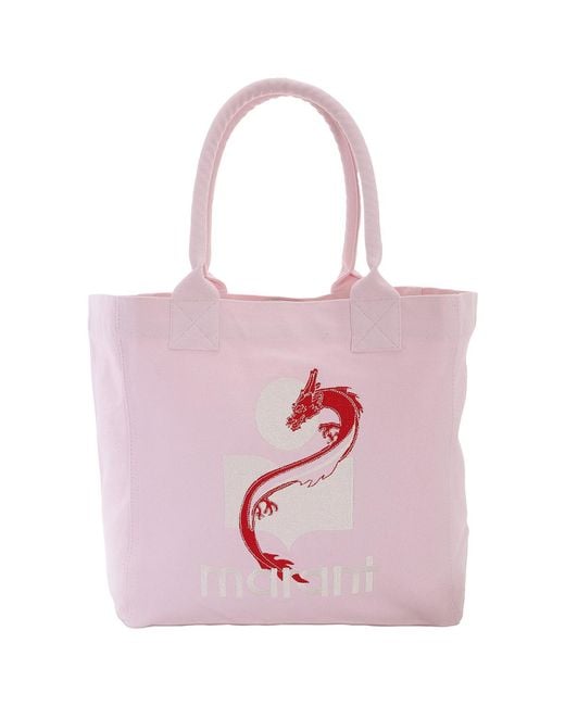 Isabel Marant Pink Ladies Yenky Logo-Embroidered Small Tote Bag