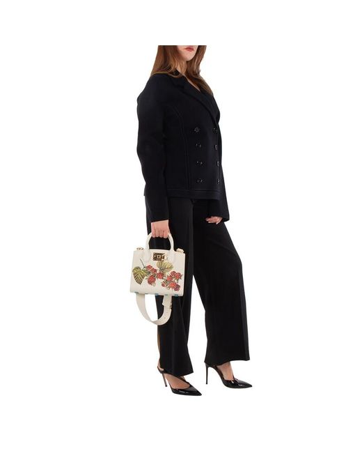 Ferragamo White Floral Print Studio Top Handle Box Bag